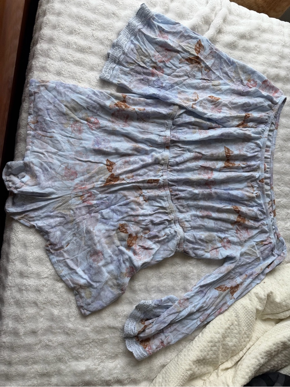 Mossimo Supply Co. Light Blue Floral Off-Shoulder Romper